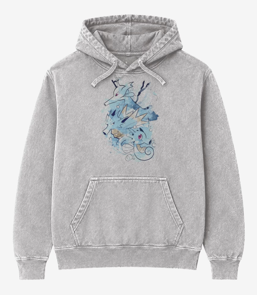 Poleron Canguro Acid Wash Gris Melange de Seadra