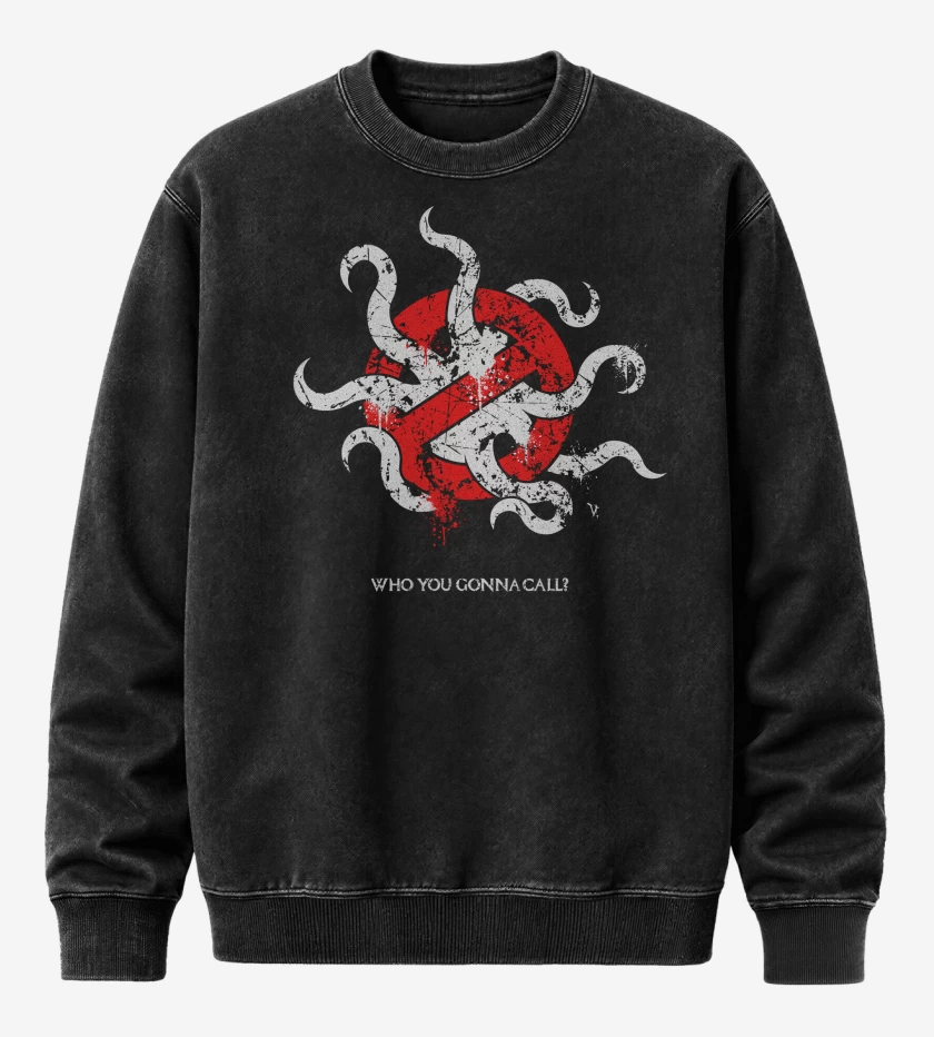 Poleron Polo Acid Wash Negro de Cazafantasmas Lovecraft