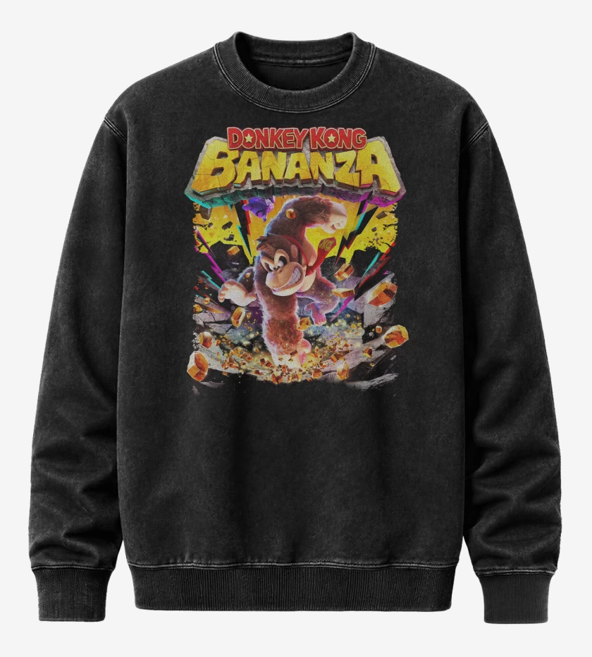 Poleron Polo Acid Wash Negro de Donkey Kong Bananza