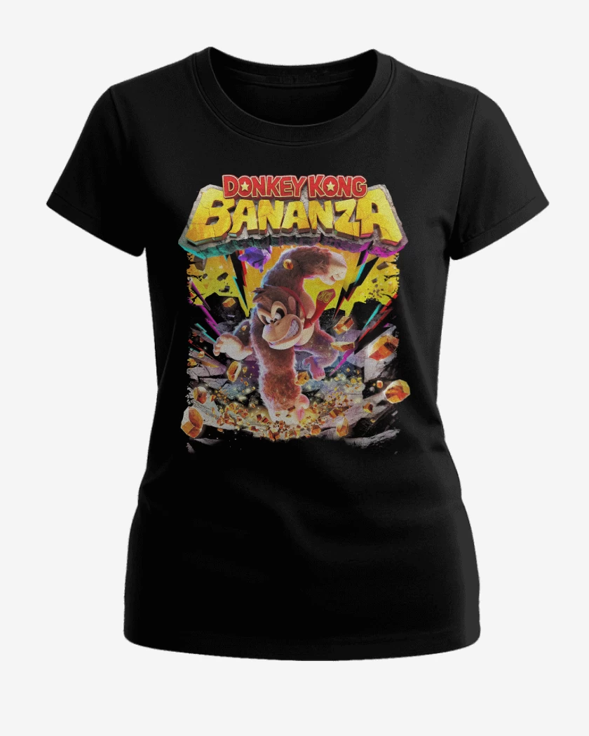 Polera de Mujer Negro de Donkey Kong Bananza