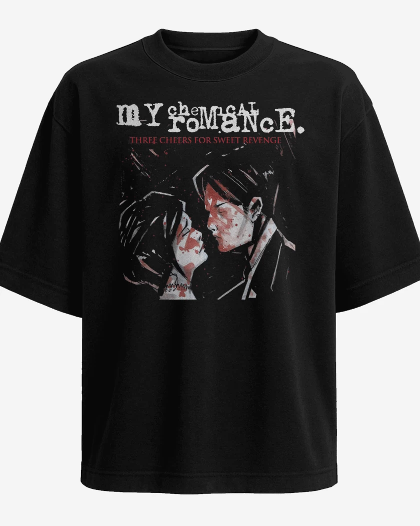 Polera Oversize Negro de My Chemical Romance Three Cheers