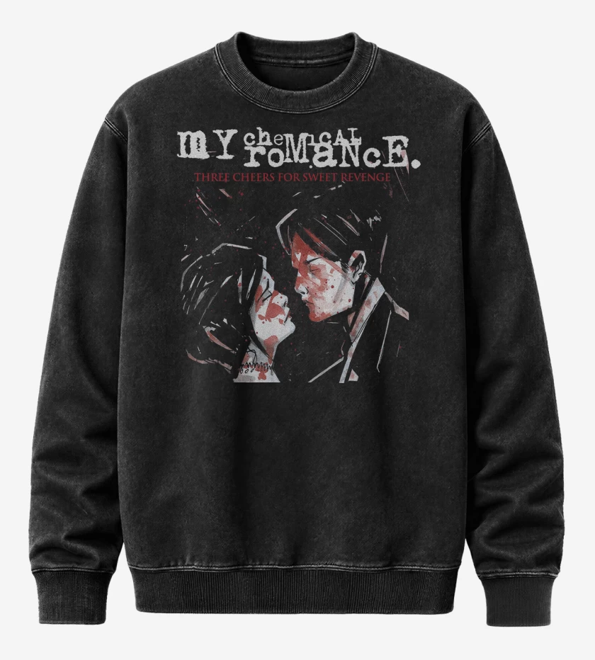 Poleron Polo Acid Wash Negro de My Chemical Romance Three Cheers