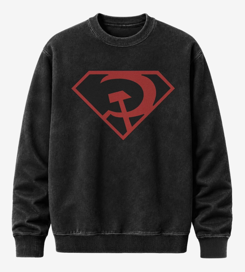 Poleron Polo Acid Wash Negro de Superman Red Son