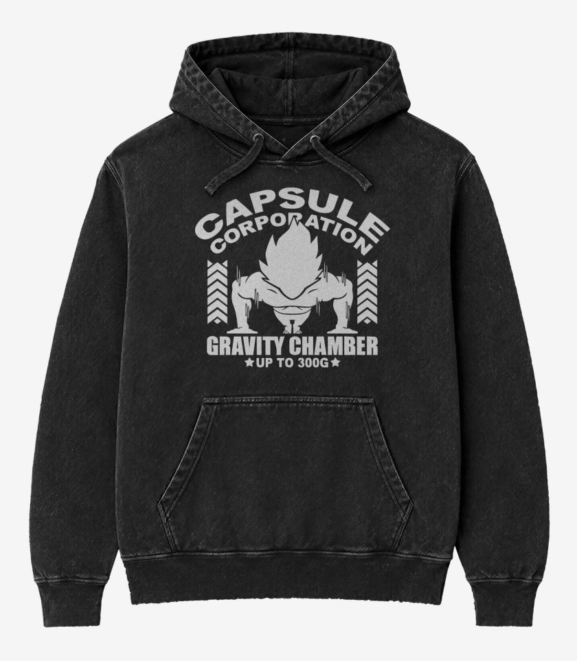 Poleron Canguro Acid Wash Negro de Gravity Chamber