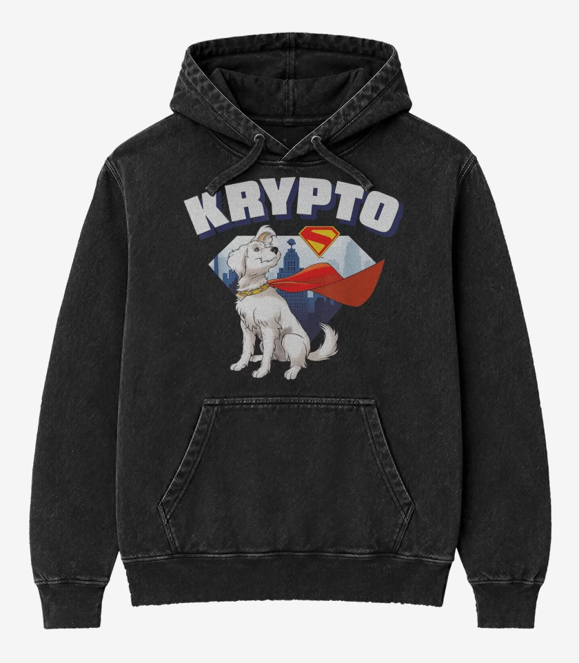 Poleron Canguro Acid Wash Negro de New Krypto