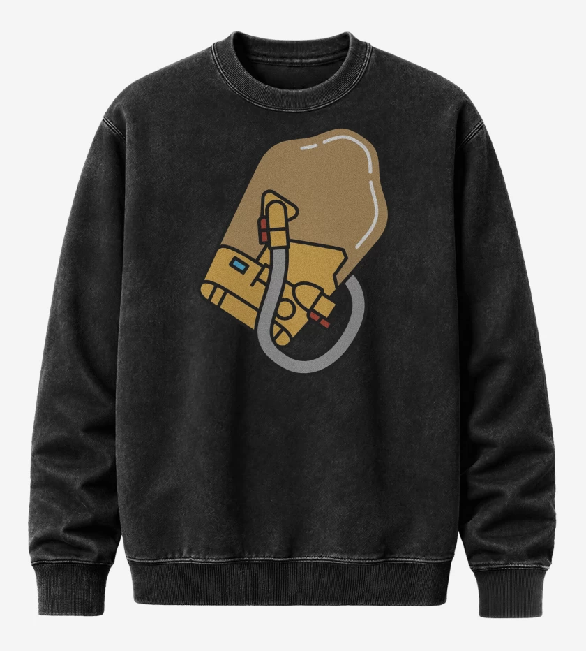 Poleron Polo Acid Wash Negro de Death Stranding BB Incubadora