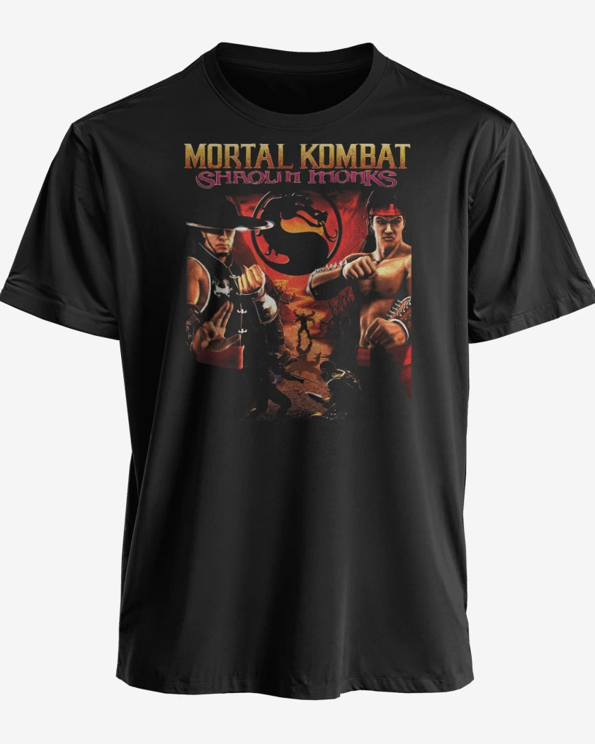 Polera premium Negro de Mortal Kombat Shaolin Monks