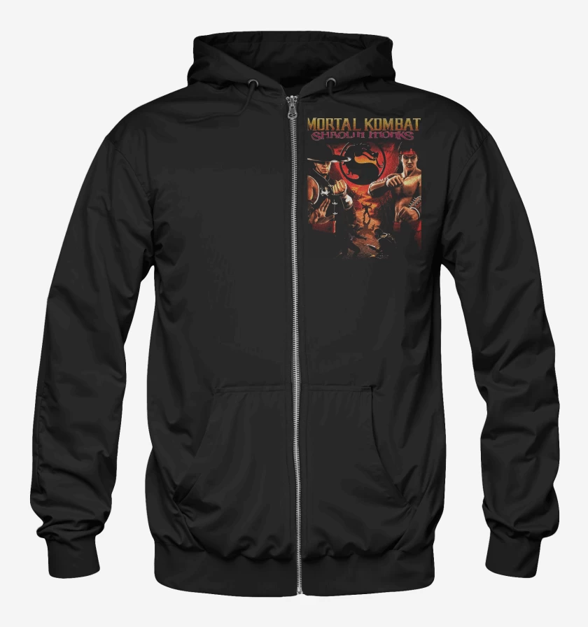 Poleron Canguro con cierre Negro de Mortal Kombat Shaolin Monks