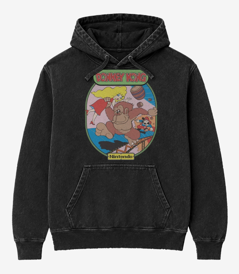 Poleron Canguro Acid Wash Negro de DK Clásico
