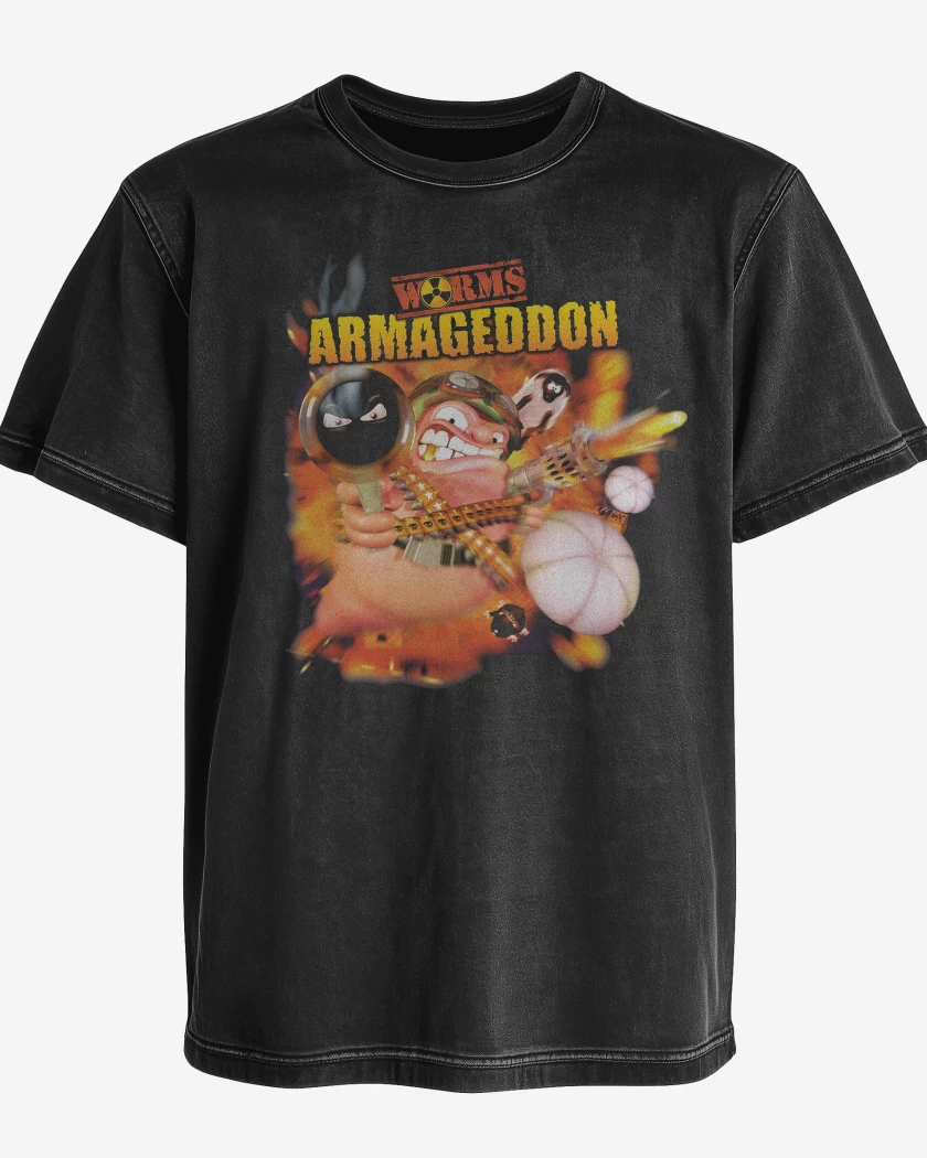 Polera desgastada Negro de Worms Armageddon