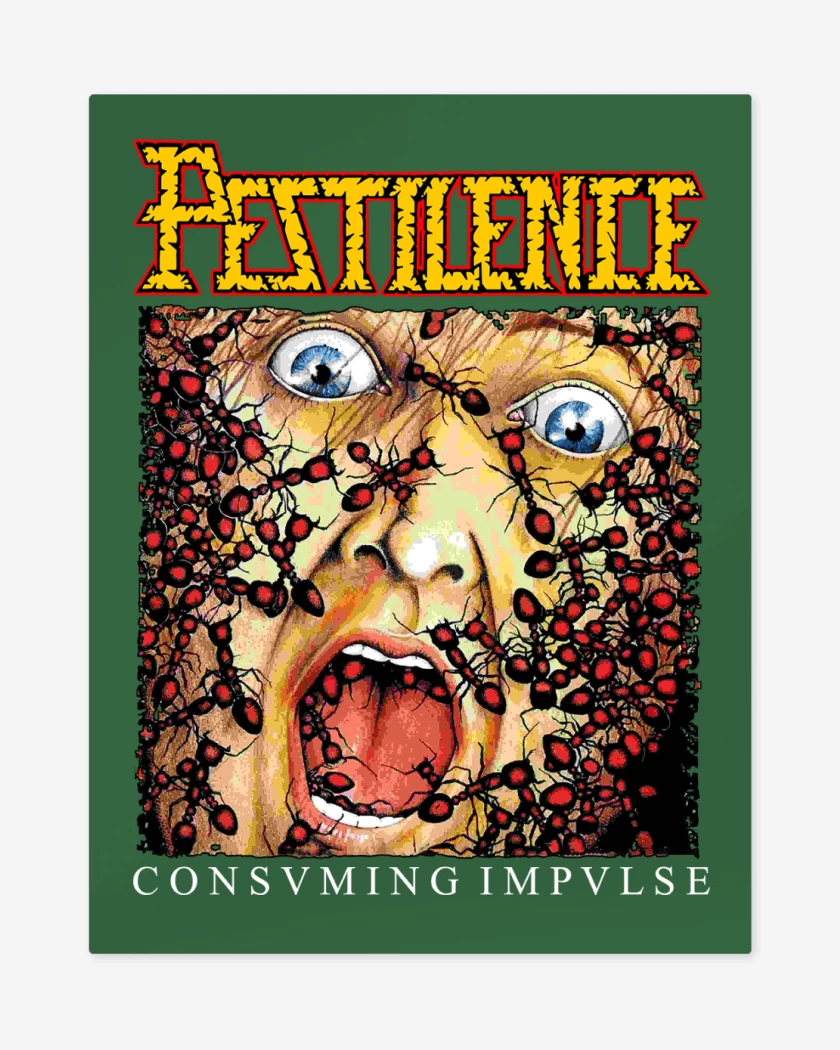 Print metalico Verde jade de Pestilence Consuming Impulse