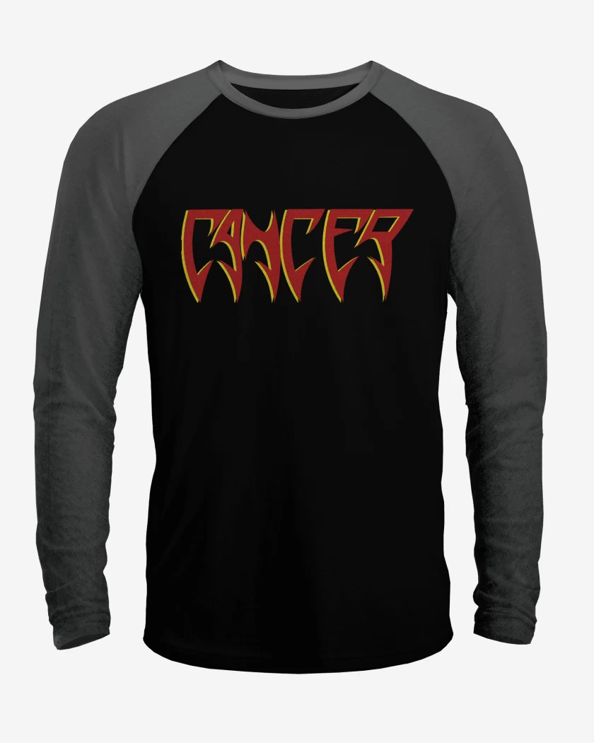 Polera Raglan Blanco / Negro de Cancer Logo