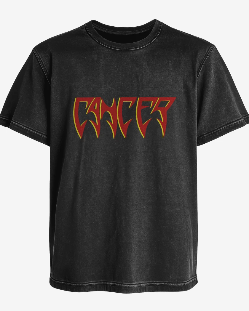 Polera desgastada Negro de Cancer Logo