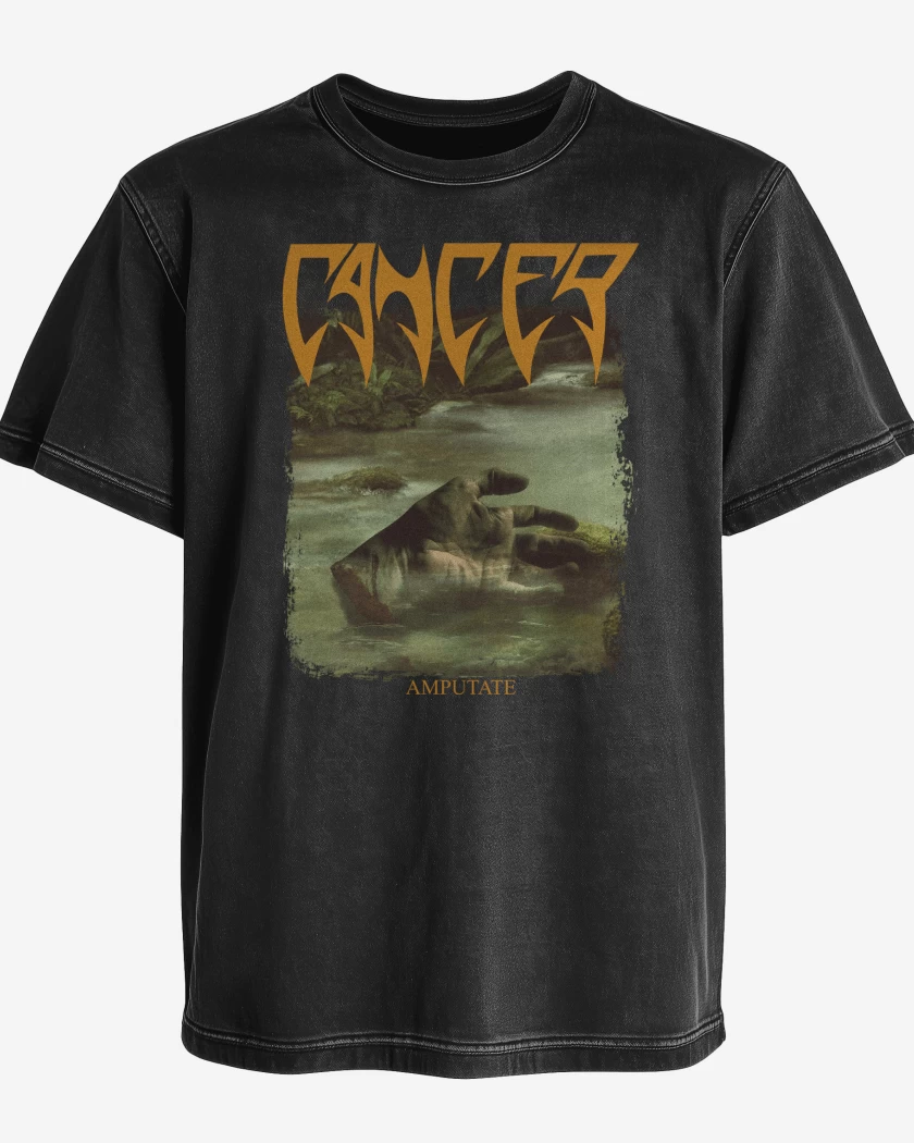 Polera desgastada Negro de Cancer Amputate
