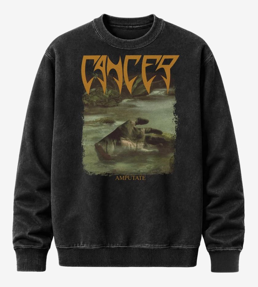 Poleron Polo Acid Wash Negro de Cancer Amputate