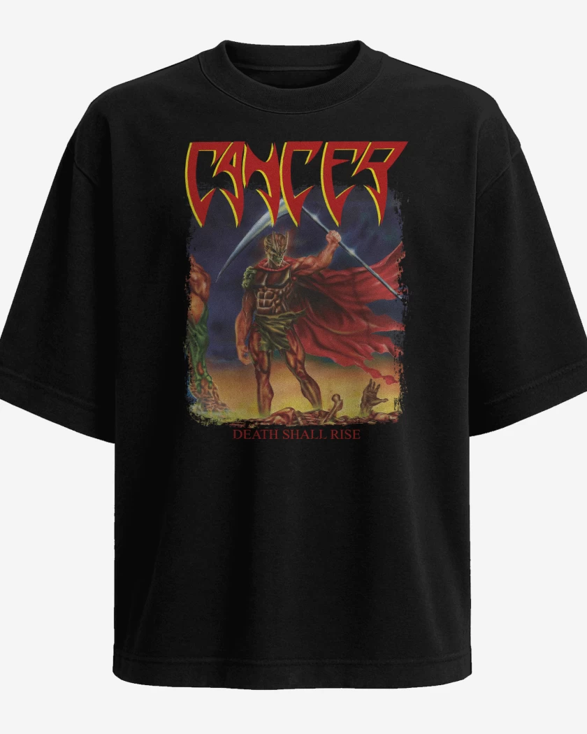 Polera Oversize Negro de Cancer Death Shall Rise