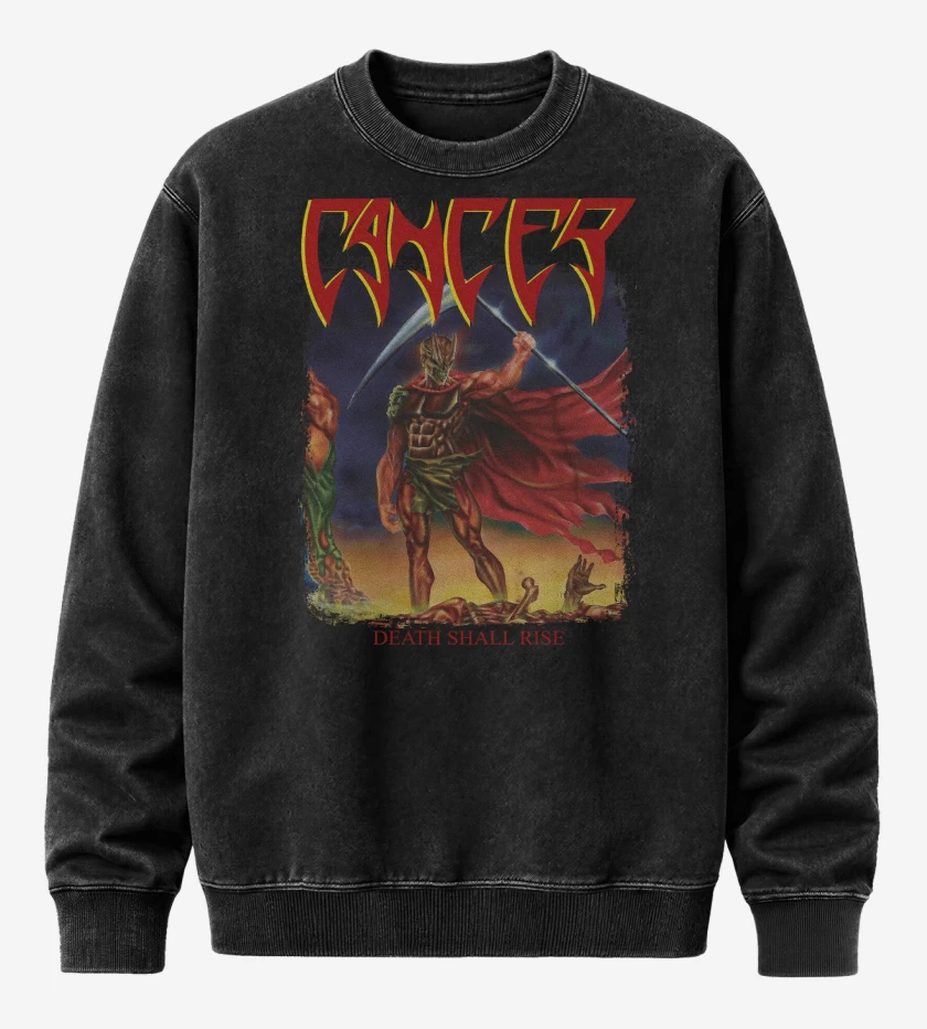 Poleron Polo Acid Wash Negro de Cancer Death Shall Rise