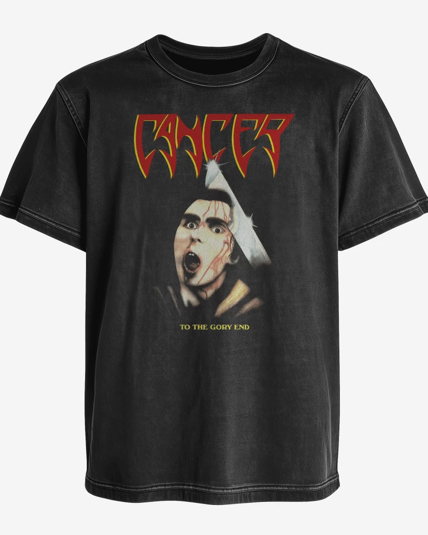 Polera desgastada Negro de Cancer To the Glory End