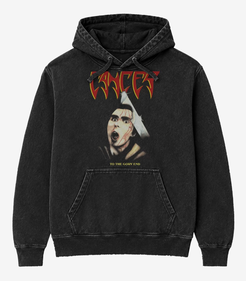 Poleron Canguro Acid Wash Negro de Cancer To the Glory End
