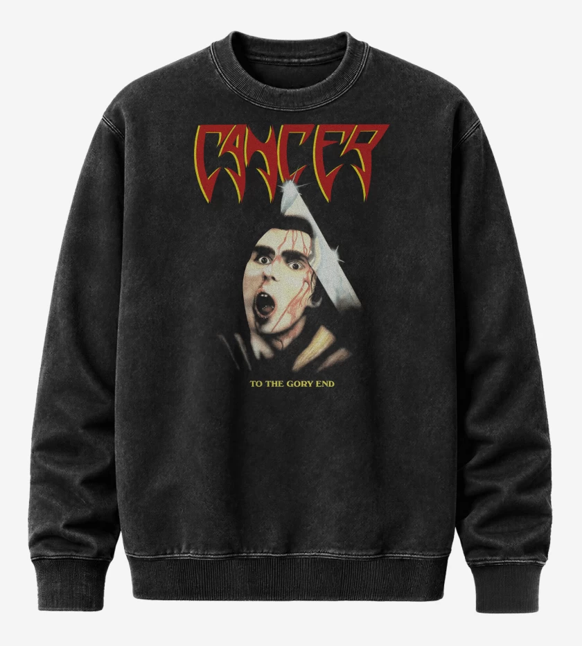 Poleron Polo Acid Wash Negro de Cancer To the Glory End