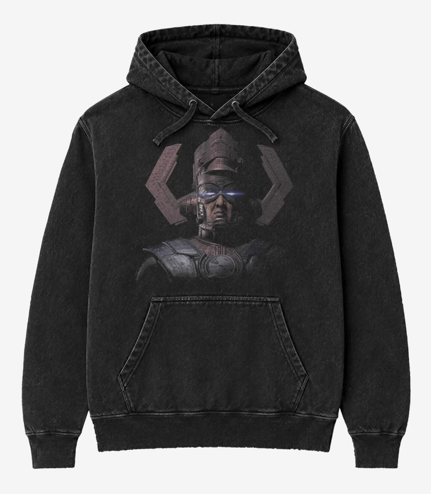 Poleron Canguro Acid Wash Negro de F4 Galactus