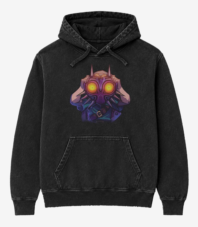 Poleron Canguro Acid Wash Negro de Link Majora