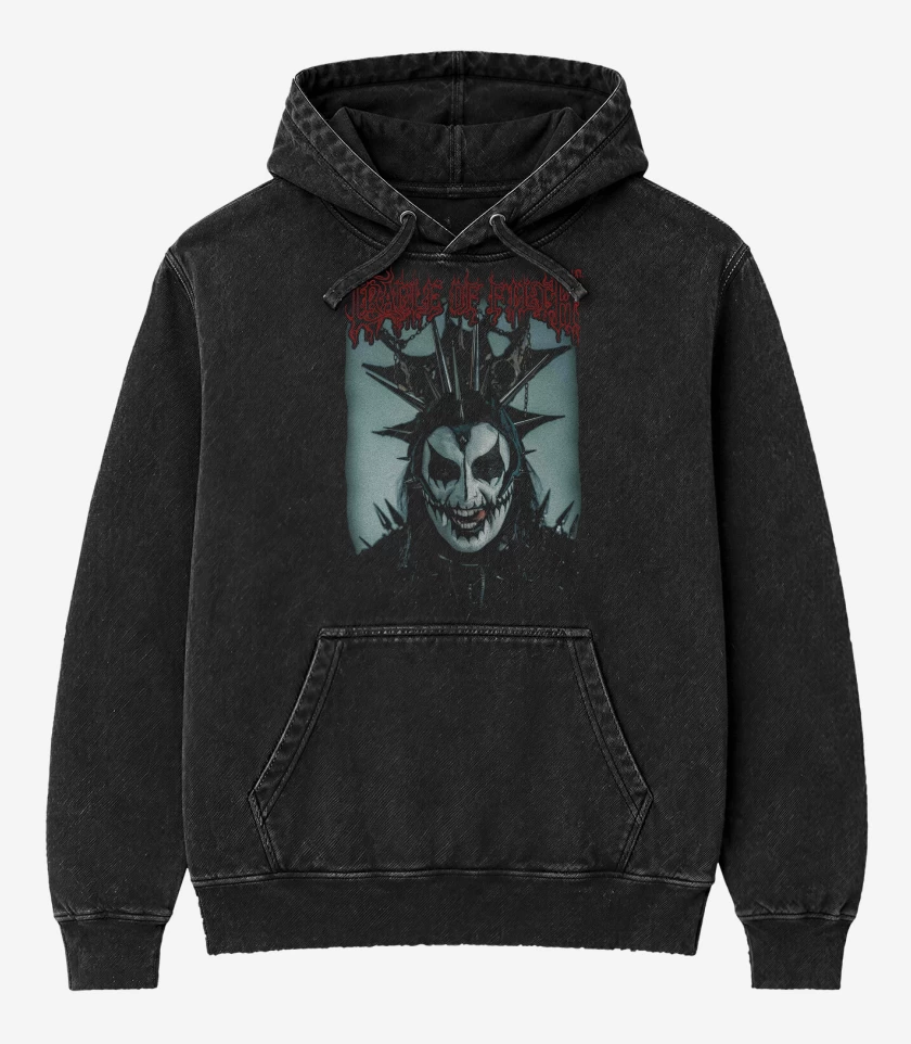 Poleron Canguro Acid Wash Negro de Cradle of Filth Dani