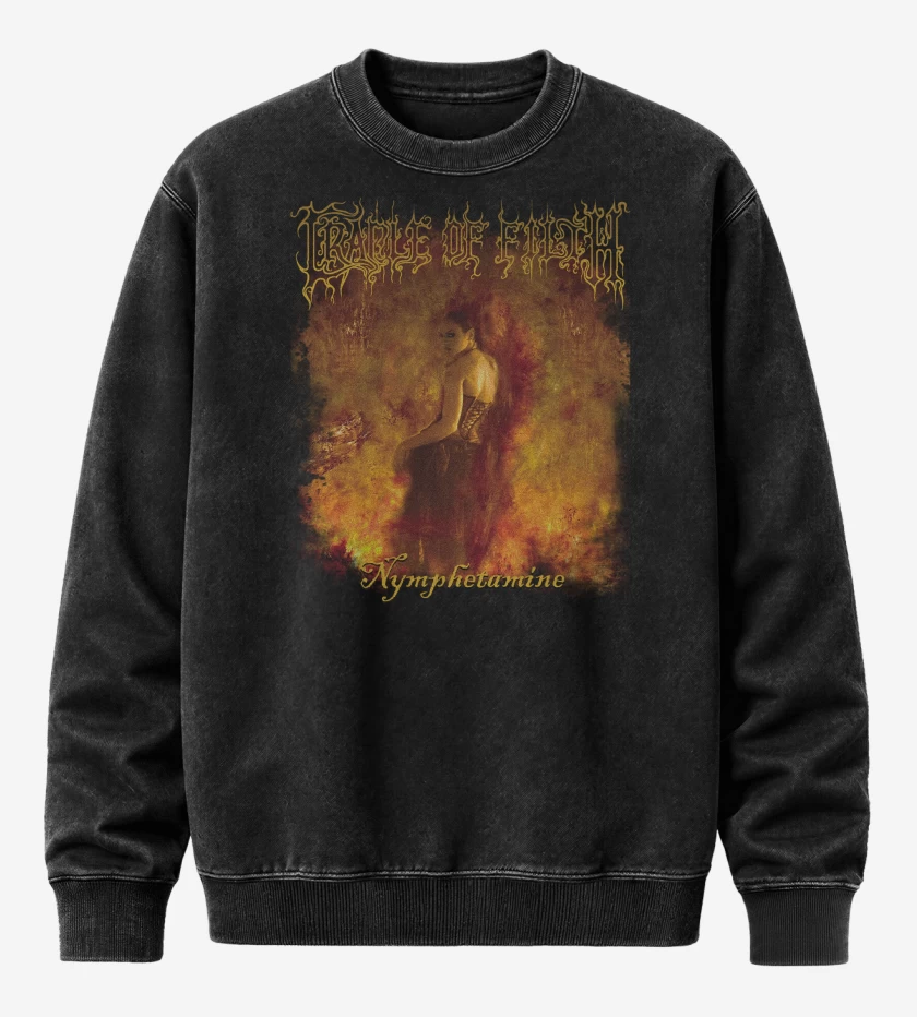 Poleron Polo Acid Wash Negro de Cradle of Filth Nymphetamine