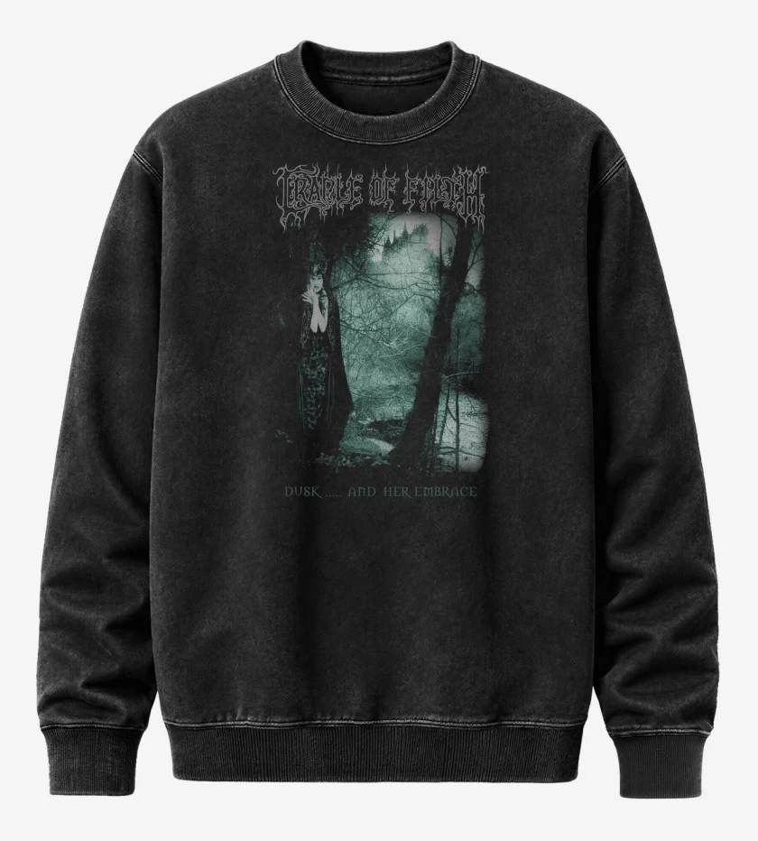 Poleron Polo Acid Wash Negro de Cradle of Filth Dusk