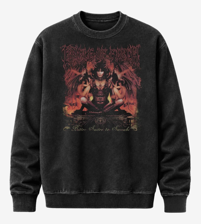 Poleron Polo Acid Wash Negro de Cradle of Filth Bitter Suites 