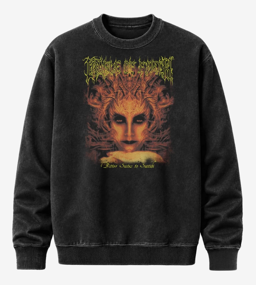 Poleron Polo Acid Wash Negro de Cradle of Filth Bitter|