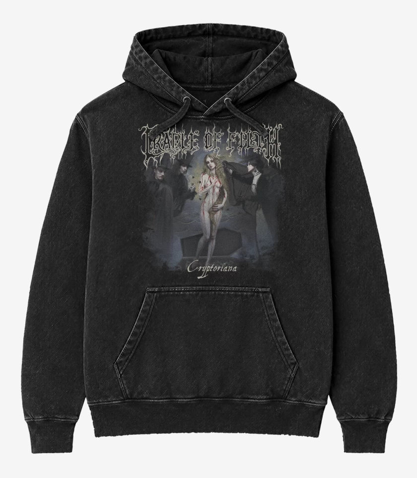 Poleron Canguro Acid Wash Negro de Cradle of Filth Cryptoriana