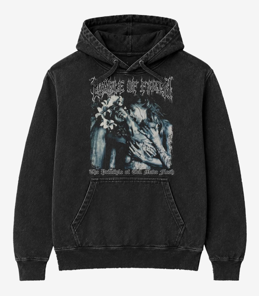 Poleron Canguro Acid Wash Negro de Cradle of Filth The Principle at Evil