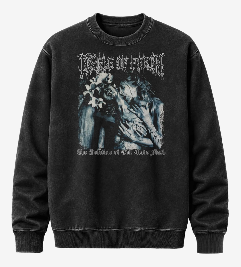Poleron Polo Acid Wash Negro de Cradle of Filth The Principle at Evil