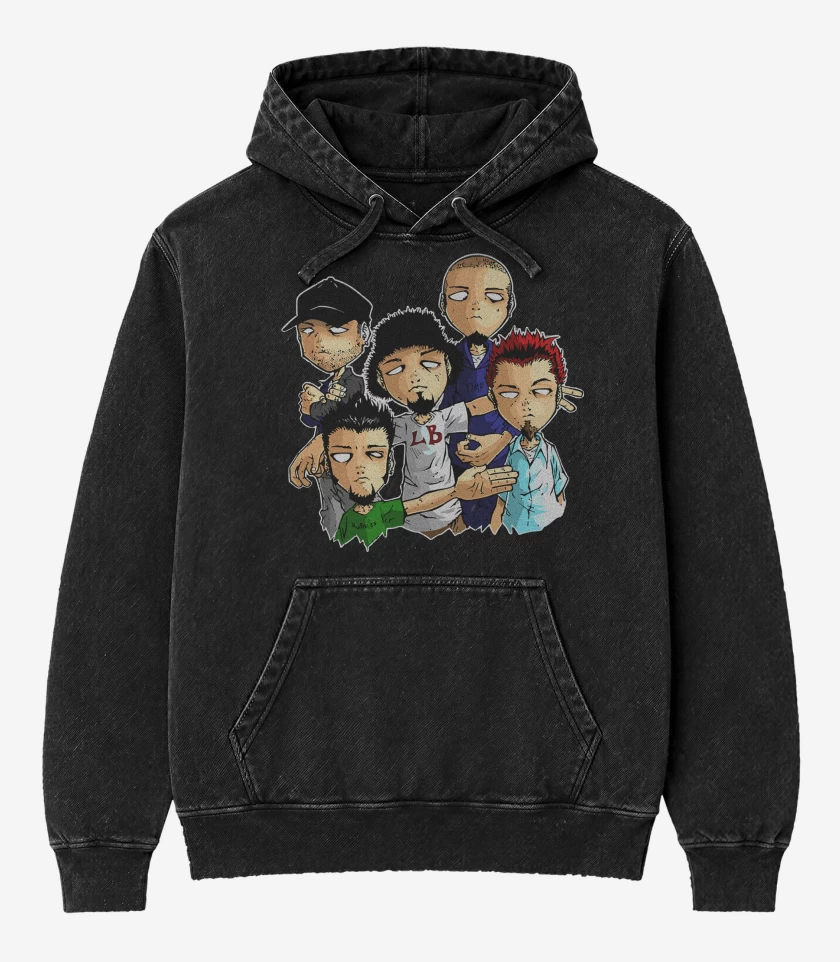 Poleron Canguro Acid Wash Negro de Limp Bizkit Cartoon