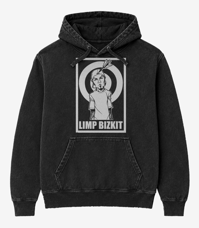 Poleron Canguro Acid Wash Negro de Limp Bizkit Fred Durst
