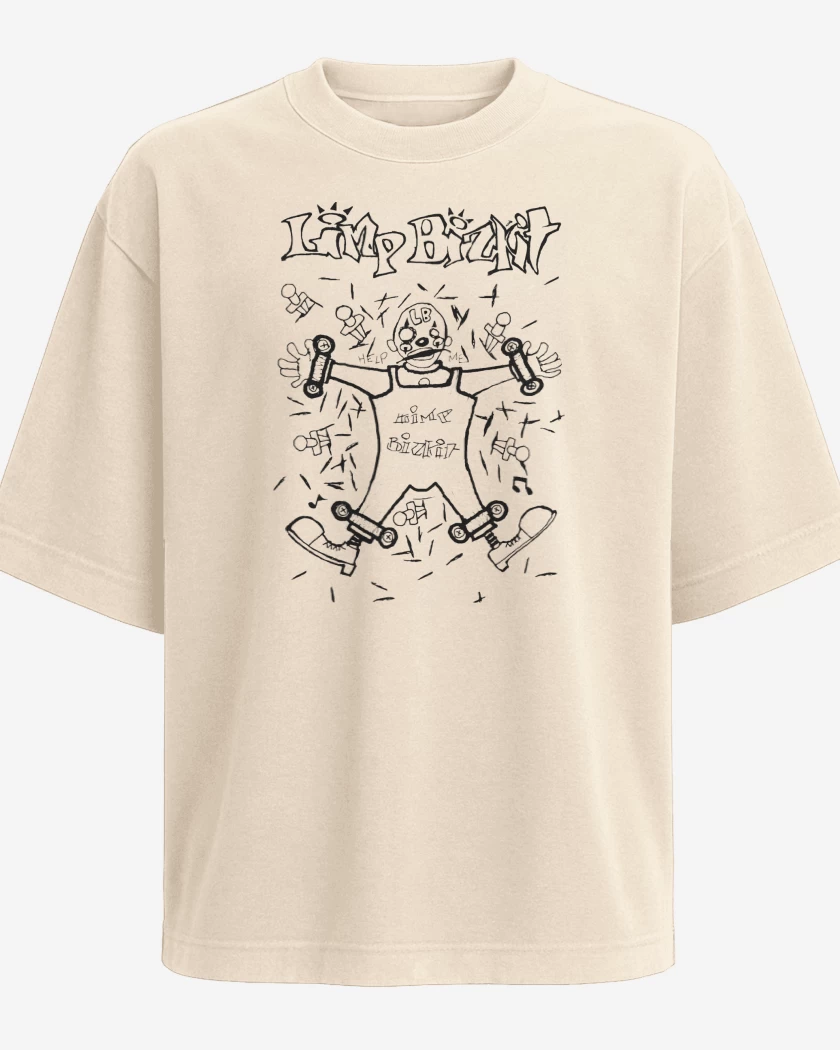 Polera Oversize Beige de Limp Bizkit Help Me