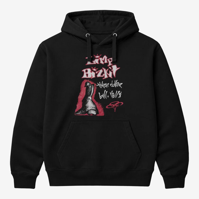 Polerón Canguro Negro de Limp Bizkit Three Dollar 