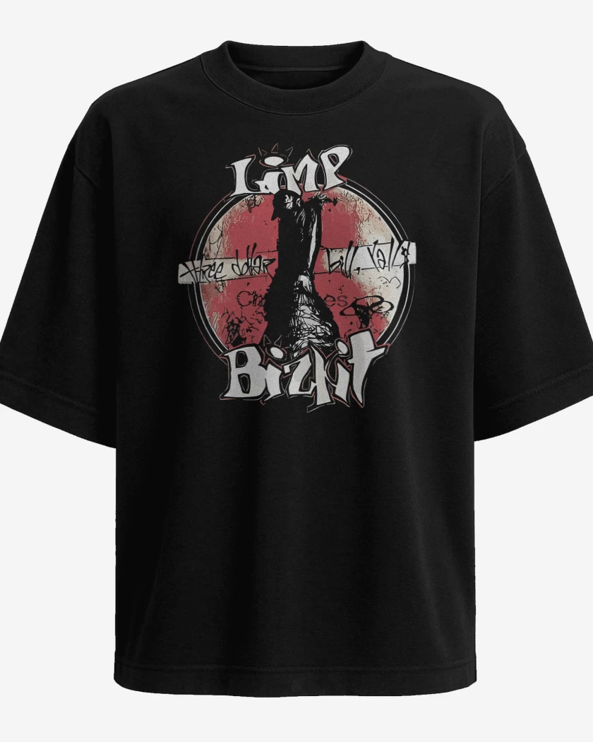 Polera Oversize Negro de Limp Bizkit Three Dollar Bill