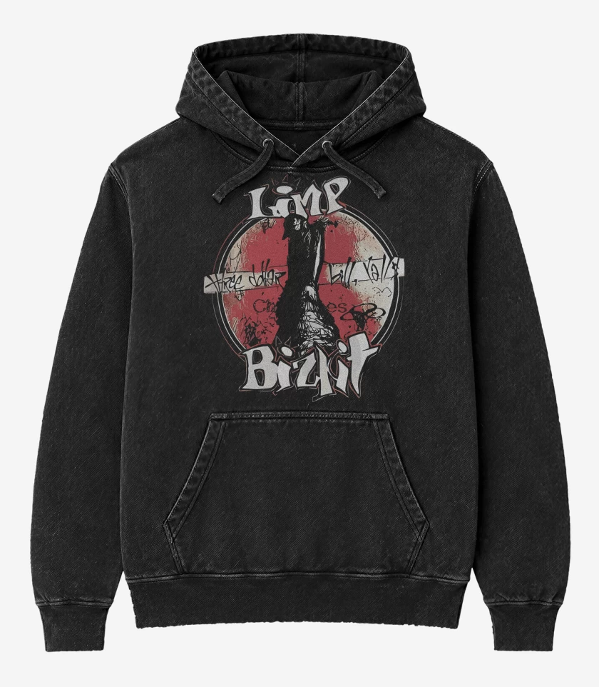Poleron Canguro Acid Wash Negro de Limp Bizkit Three Dollar Bill