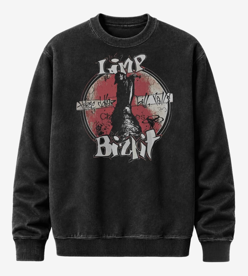 Poleron Polo Acid Wash Negro de Limp Bizkit Three Dollar Bill