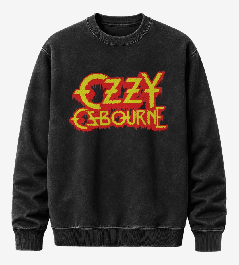 Poleron Polo Acid Wash Negro de Ozzy Osbourne Logo