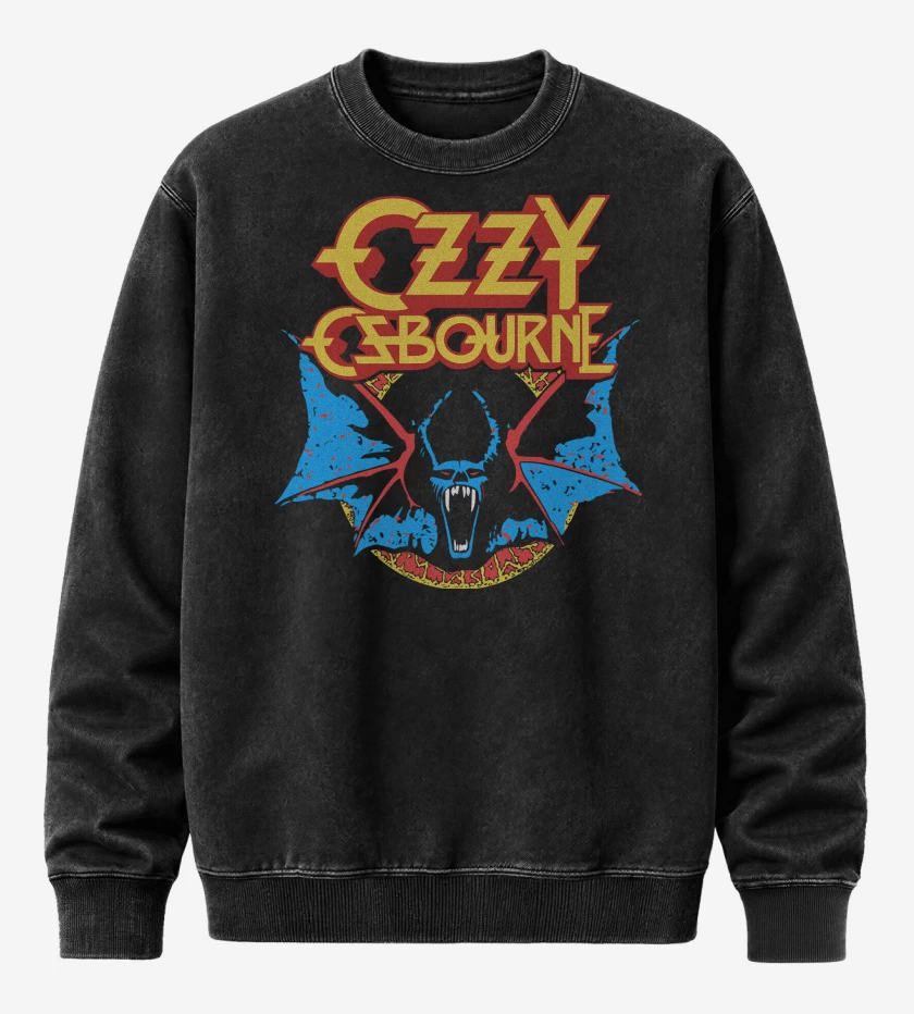 Poleron Polo Acid Wash Negro de Ozzy Osbourne Murcielágo