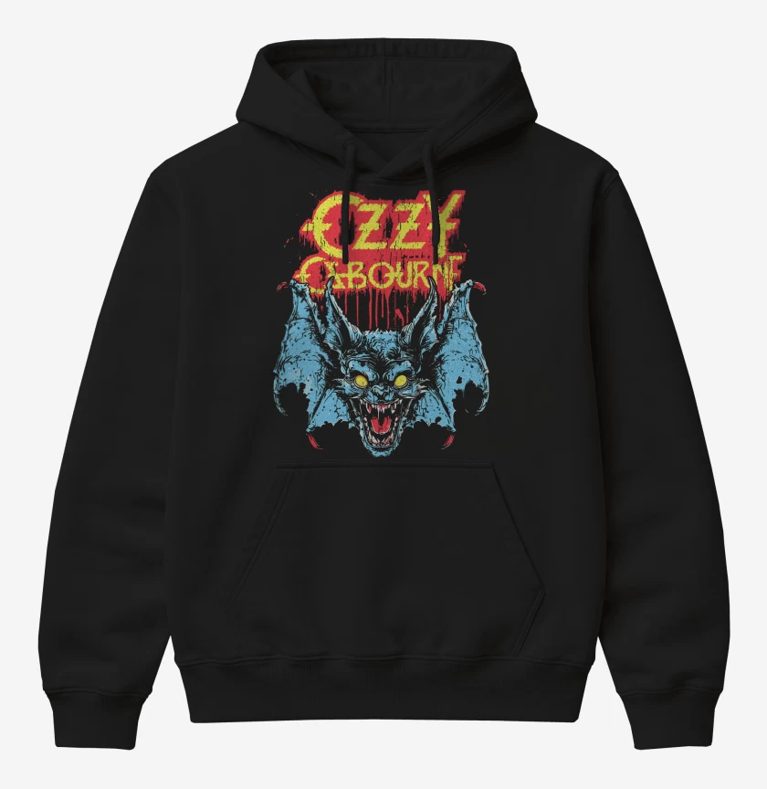 Poleron Canguro básico Negro de Ozzy Osbourne Rabid Bat