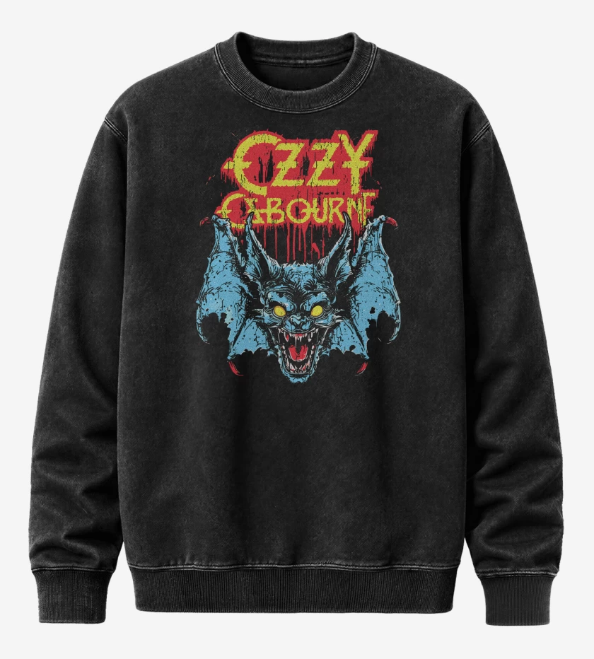 Poleron Polo Acid Wash Negro de Ozzy Osbourne Rabid Bat