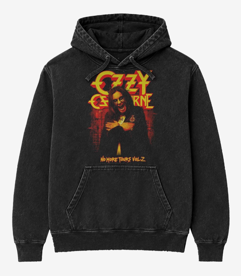 Poleron Canguro Acid Wash Negro de Ozzy Osbourne No More Tours V2
