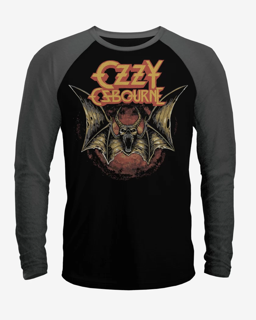 Polera Raglan Ozzy Osbourne Logo Murcielago
