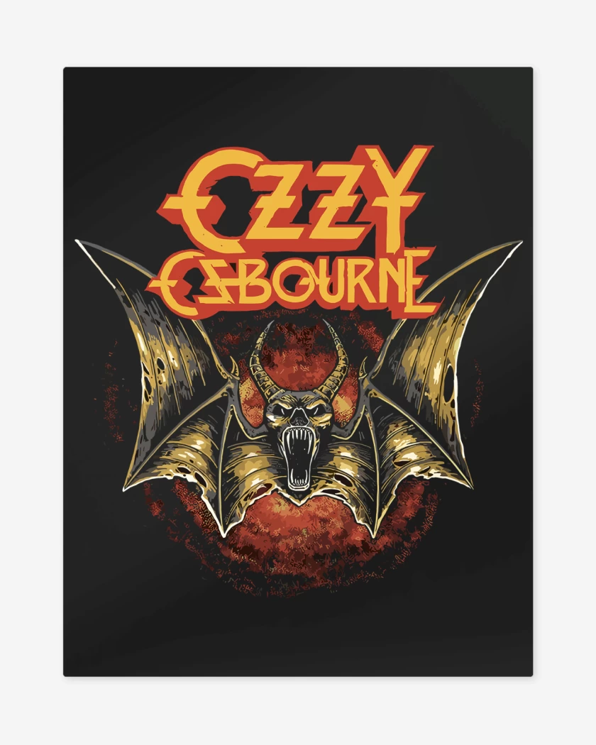 Print metalico Negro de Ozzy Osbourne Logo Murcielago