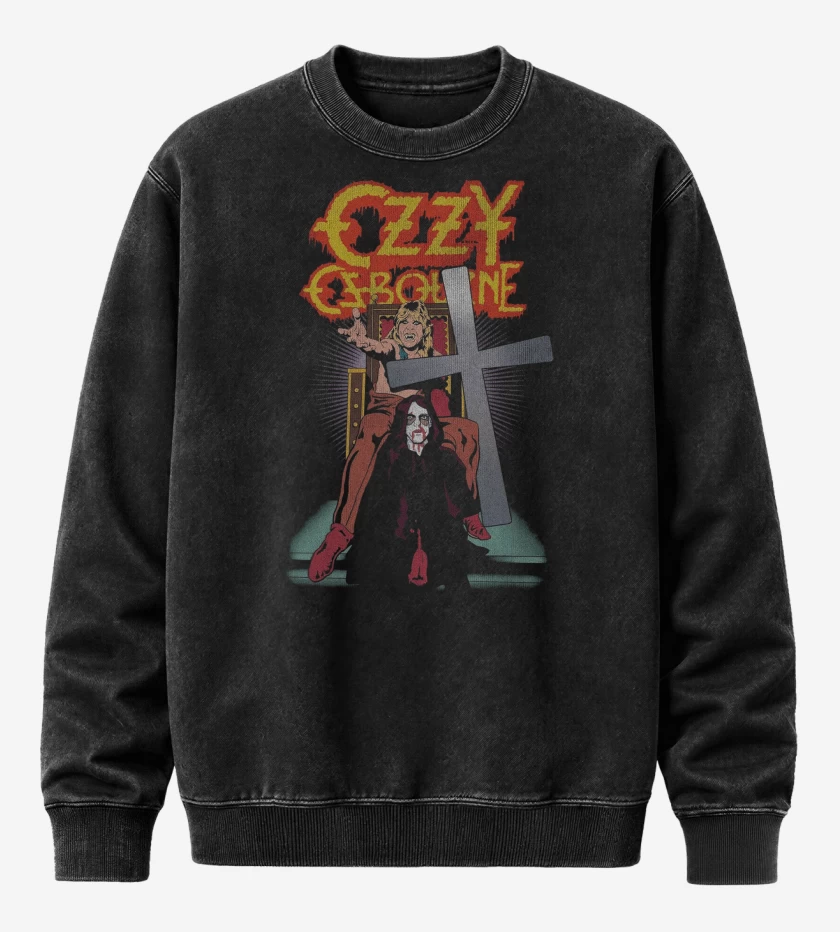 Poleron Polo Acid Wash Negro de Ozzy Osbourne Possession