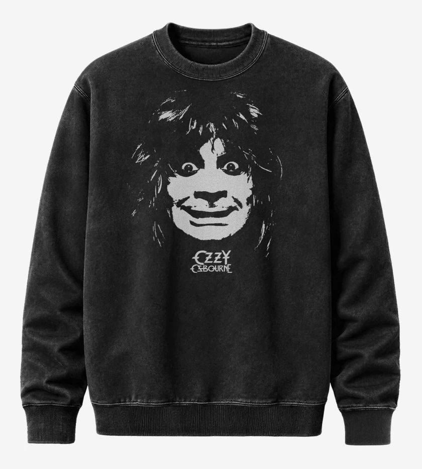 Poleron Polo Acid Wash Negro de Ozzy Osbourne Madman